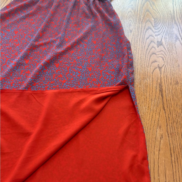 Chelsea & Violet Red & Purple Deep V-neck and back Maxi Dress size L High Slit - Picture 13 of 16